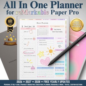 For Remarkable Paper Pro Planner All in One Digital Planner, 2026, 2027 ...