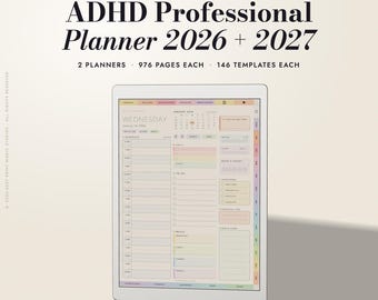 2026 + 2027 ADHD Planner Bundle for reMarkable Paper Pro | Two Hyperlinked Digital Planners | 146 Templates, 80 Papers, Right-Handed or Left