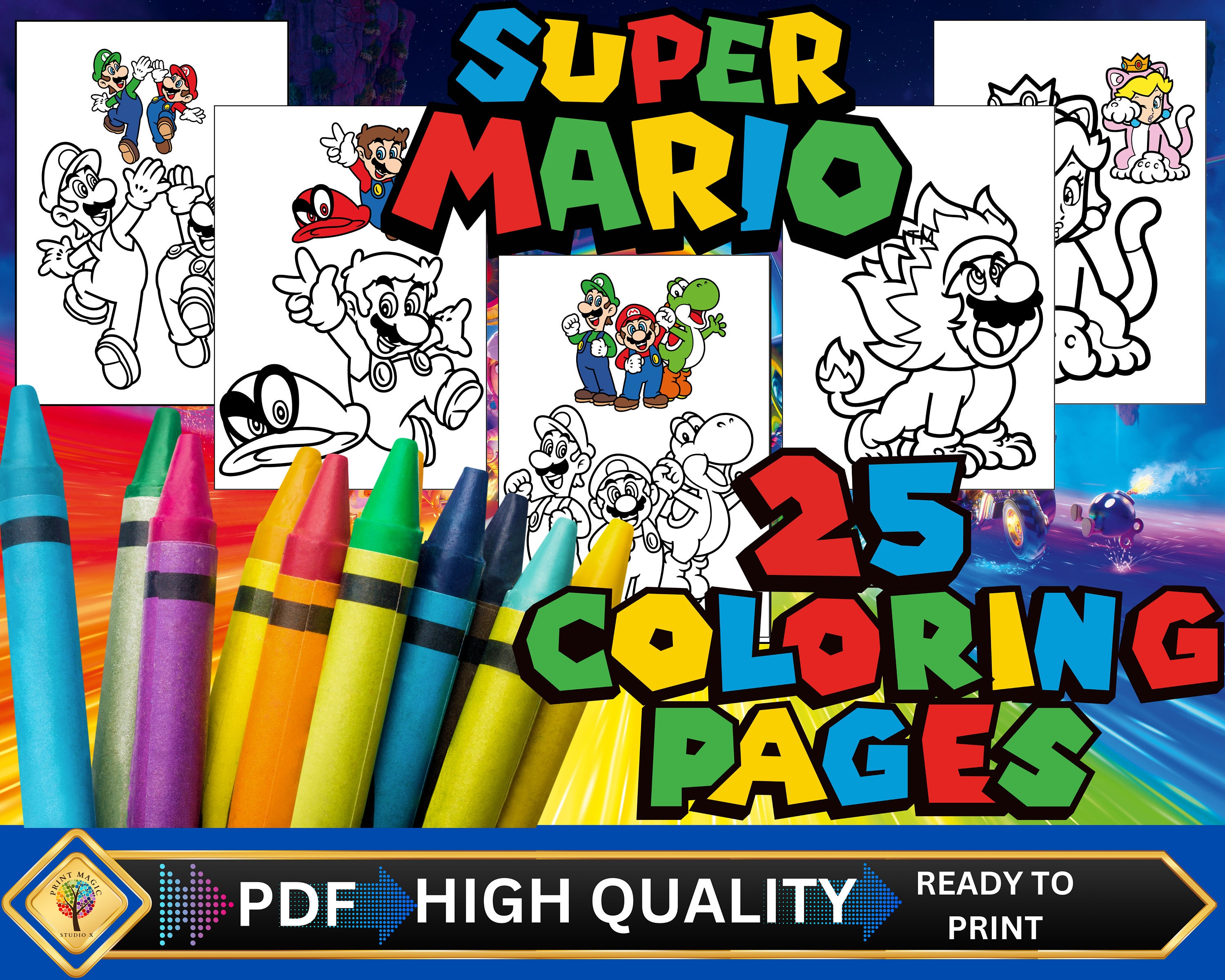 Coloriage Mario Et Tous Ses Amis Super mario coloring pages - Etsy Canada