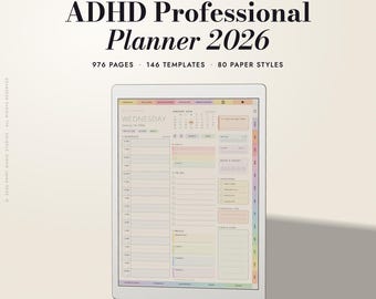2026 ADHD Professional Planner for reMarkable Paper Pro | Hyperlinked Digital Planner | Daily Weekly Monthly Budget | Left & Right Handed
