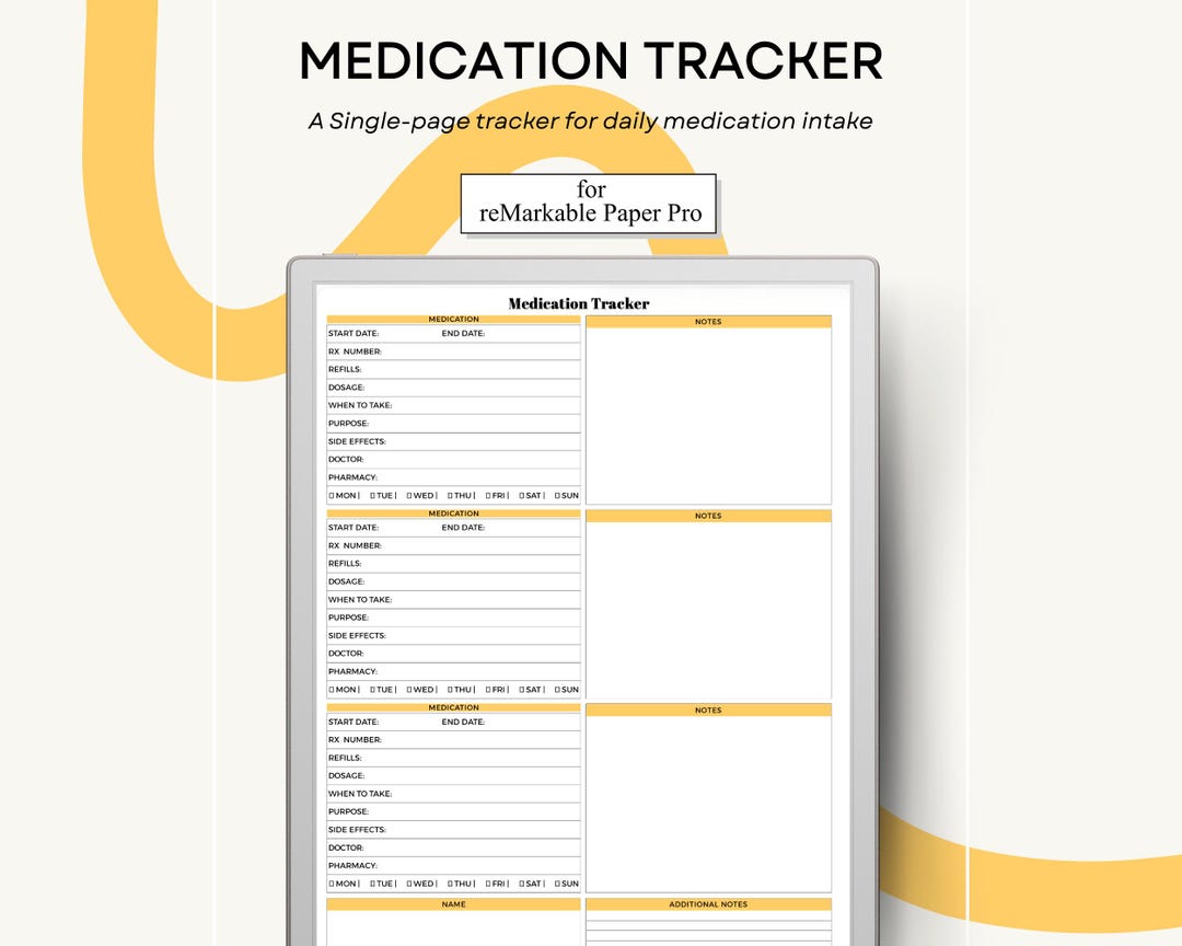 Medication Tracker for Remarkable Paper Pro Single Page PDF Template - Etsy