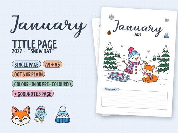 January 2027 Monthly Cover Page Printable