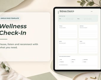 Wellness Check-In Single Page Template for Digital Planner