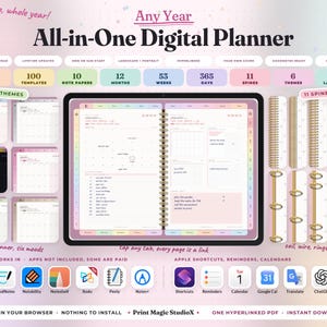All-In-One Digital Planner 2026 2027 2028 Any Year, Landscape & Portrait, 14 Languages, GoodNotes Notability Planner, Daily Weekly Monthly