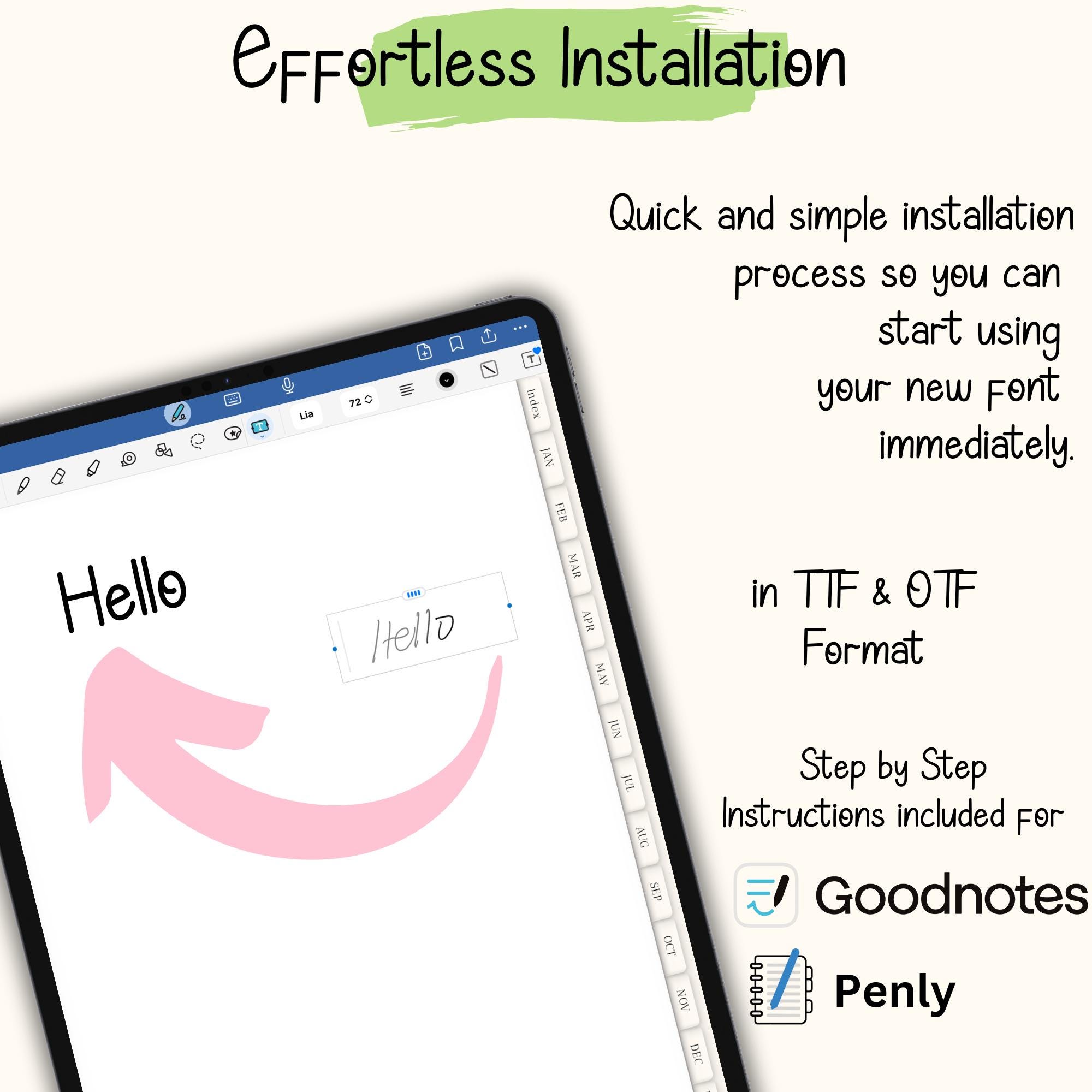 Handlettered Font, Handwritten Font for Digital Planner, Student Note ...