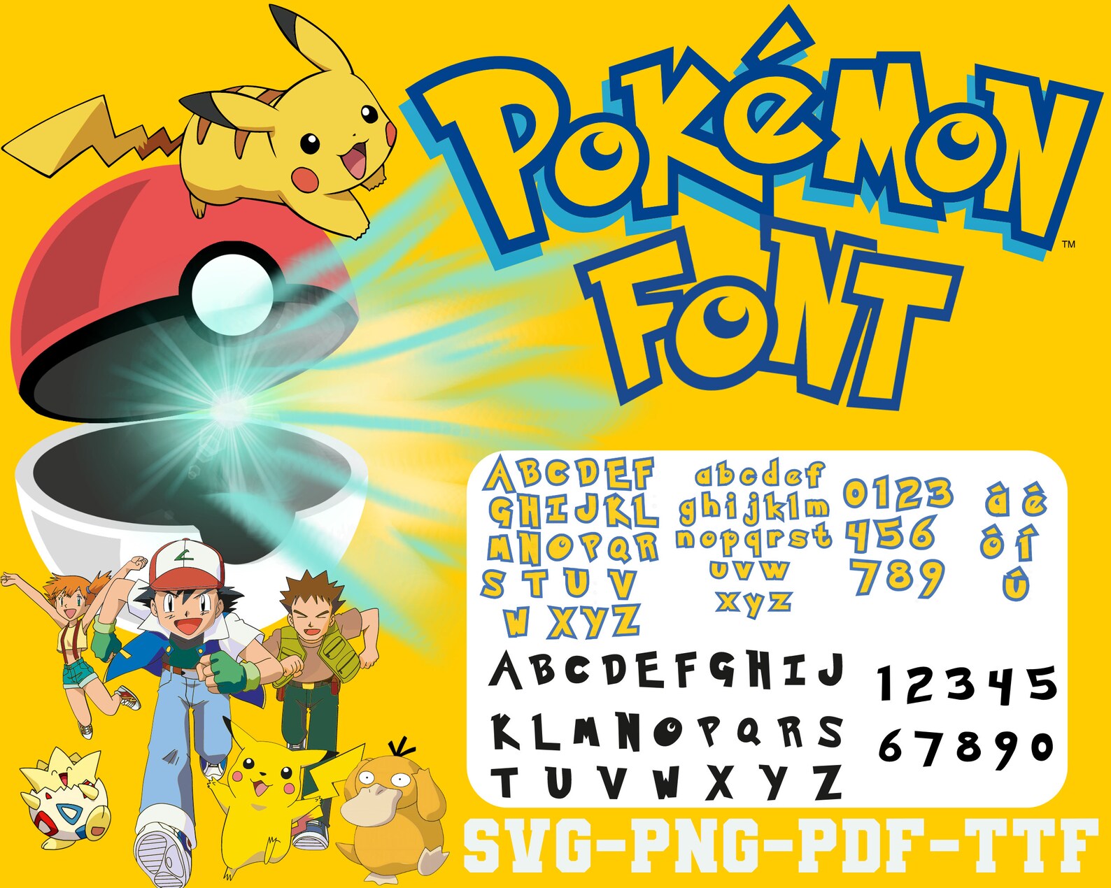 Pokemon Font Svg Pokemon Alphabet Letter SVG Pokemon Numbers Etsy