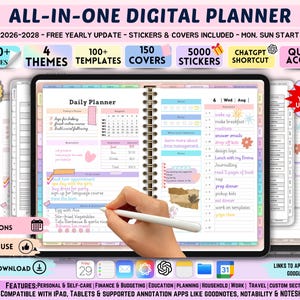 オールインワンデジタルプランナー 2026、2027、2028 デジタルプランナー、デジタルジャーナル、デジタルグッドノート、ウィークリー、デイリープランナー、Notability