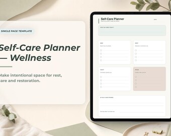 Self-Care Planner - Wellness Single Page Template for Digital Planner