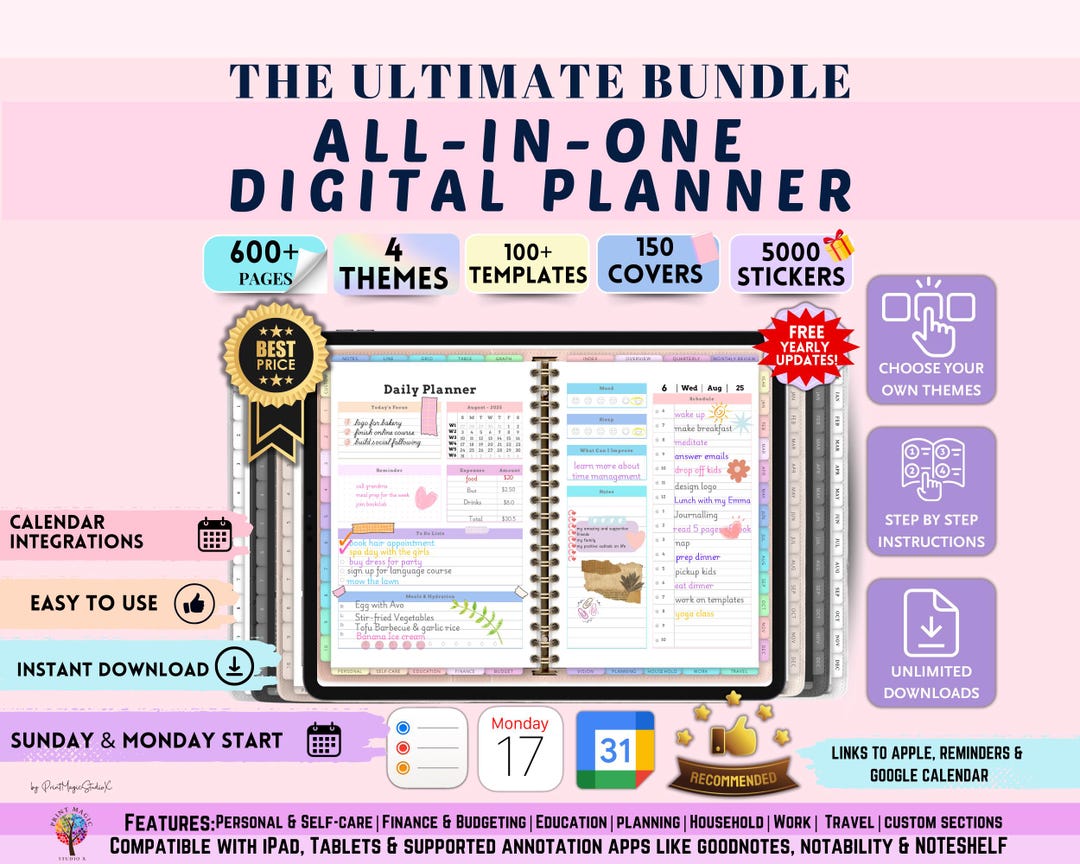 Smart All-in-one Digital Planner 2026, 2027, 2028 Digital Planner ...