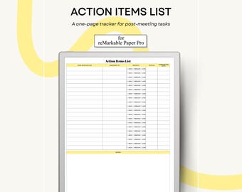 Action Items List for reMarkable Paper Pro Single Page Template