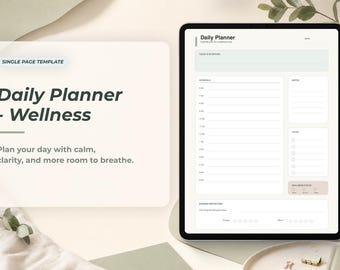Daily Planner - Wellness Single Page template for Digital Planning