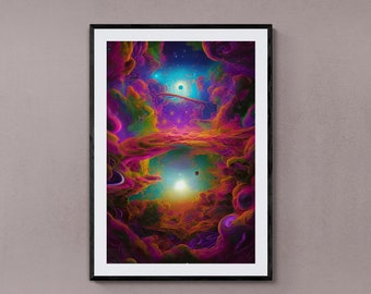 Universe in Chaos AI Art | Colorful Abstract Surreal Space | Digital Download, Printable Wall Art, Downloadable Print, AI Generated Art