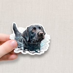 Black Lab Swimming Vinyl Sticker | Water Bottle Sticker | Laptop Sticker | Labrador Retriever Sticker | Dog Glossy Sticker