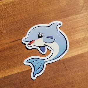 Cute Dolphin Vinyl Sticker | Water Bottle Sticker | Laptop Sticker | Waterproof Sticker | Jumping Dolphin Sticker | Glossy Sticker