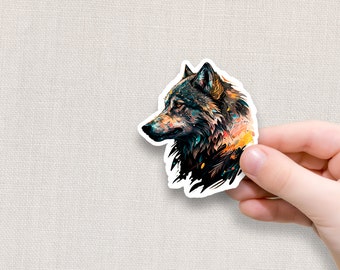 Painted Wolf Vinyl Sticker | Water Bottle Sticker | Laptop Sticker | Waterproof Sticker | Aesthetic Sticker | Glossy Sticker