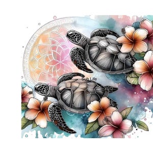Watercolor Sea Turtles | 20oz Tumbler Wrap | Sublimation Designs, Digital Downloads | PNG