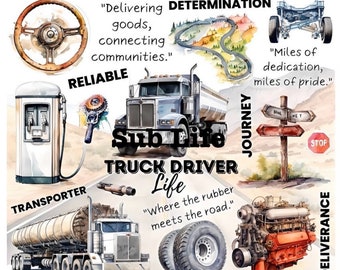LKW-Fahrerleben | Fernfahrer | 20 Unzen Becher Design | Sublimations-Designs, Digitale Downloads | PNG