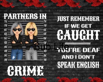 Partners In Crime | Blond & Graues Kurzes Haar | Freundschaft | 20 Unzen Tumbler Wrap | Sublimations-Designs, Digitale Downloads | PNG