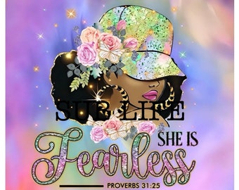 She Is Fearless | 20oz Tumbler Wrap | Sublimation Designs, Digital Downloads | PNG