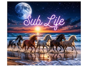 Pferde auf dem Strand | 20 Unzen Tumbler Wrap | Sublimations-Designs, Digitale Downloads | PNG