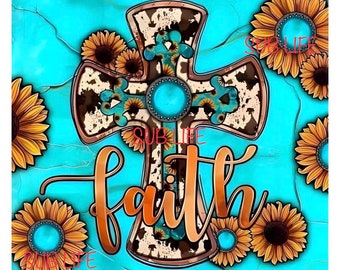 Türkis Kreuz | Glaube | Religiös | 20 Unzen Tumbler Wrap | Sublimations-Designs, Digitale Downloads | PNG