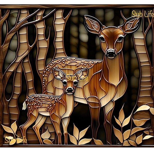 Stained Glass Deer | 20oz Tumbler Wrap | Sublimation Designs, Digital Downloads | PNG