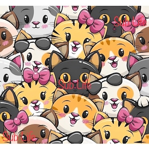 Cartoon Cats | 20oz design | Sublimation Designs, Digital Downloads | PNG | Mirrored