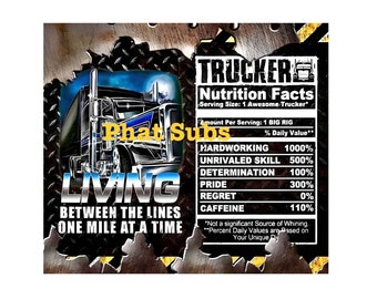 Trucker Nährwertangaben | 20 Unzen Tumbler Wrap | Sublimations-Designs, Digitale Downloads | PNG