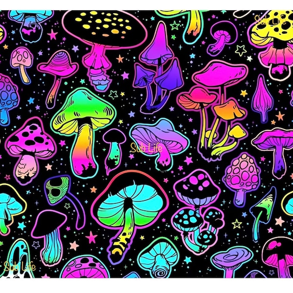 Trippy Mushrooms | 20oz Tumbler Wrap | Sublimation Designs, Digital Downloads | PNG