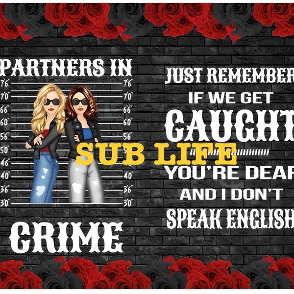 Partners In Crime | Freundschaft | 20 Unzen Tumbler Wrap | Sublimations-Designs, Digitale Downloads | PNG