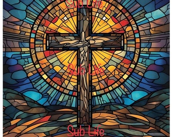 Stained Glass Cross | Religious | 20oz Tumbler Wrap | Sublimation Designs, Digital Downloads | PNG