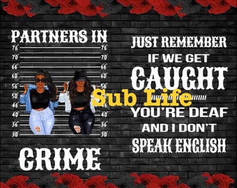 Partners In Crime | Vriendschap | Zwarte vrouwen | 20oz bekerverpakking | Sublimatieontwerpen, Digitale downloads | png