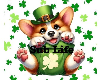 Lucky Pocket Corgi | St Patrick’s Day | 20oz Tumbler Design | Sublimation Designs, Digital Downloads | PNG