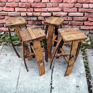 Oak Bar Stools Made From Whiskey Barrels