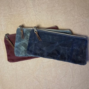 Zippered waxed canvas bag