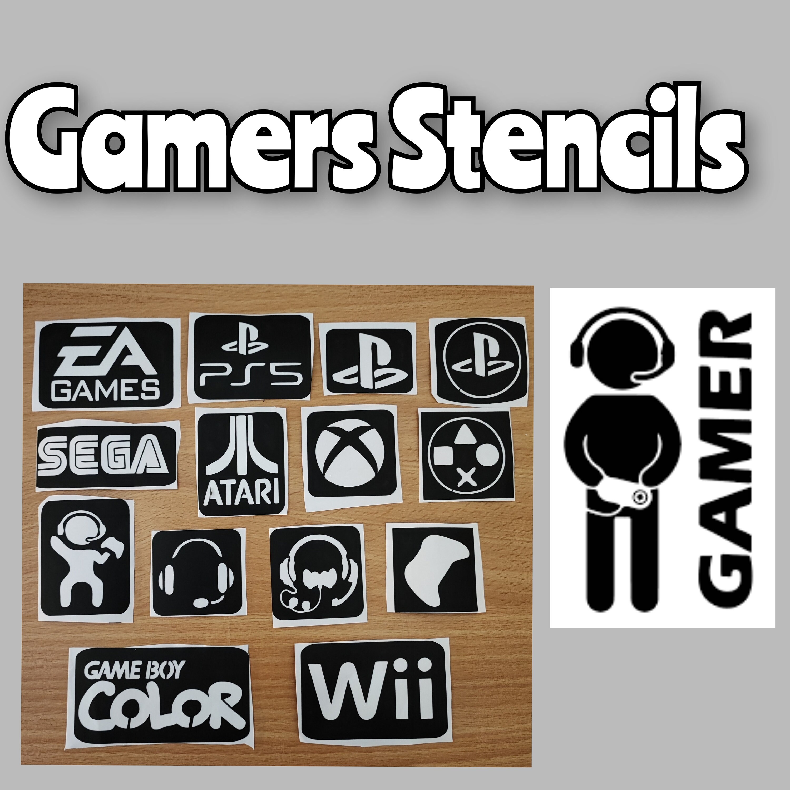 Gamers Logo Glitter Tattoos Face Paint Stencils Birthday Etsy