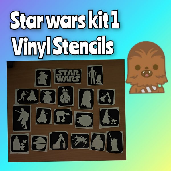 Star wars  kit 1 sillouette glitter tattoos face paint stencils birthday partys