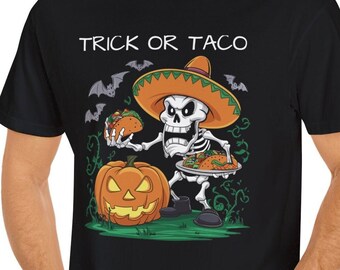 Comfort Colors® Halloween Trick or Taco Lovers T-shirt Unisex Garment-Dyed T-shirt. Trick or Treat Tee Parody. Taco Tshirt Friend Gift