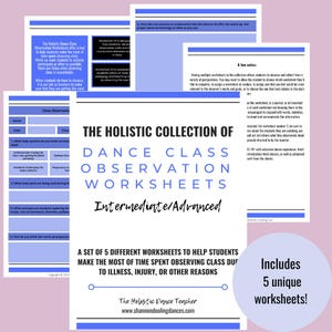 Dance Class Observation Worksheets - Intermediate/Advanced