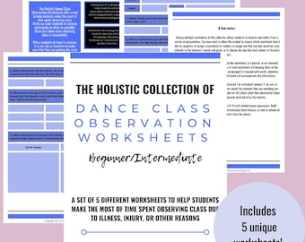 Dance Class Observation Worksheets - Beginner/Intermediate