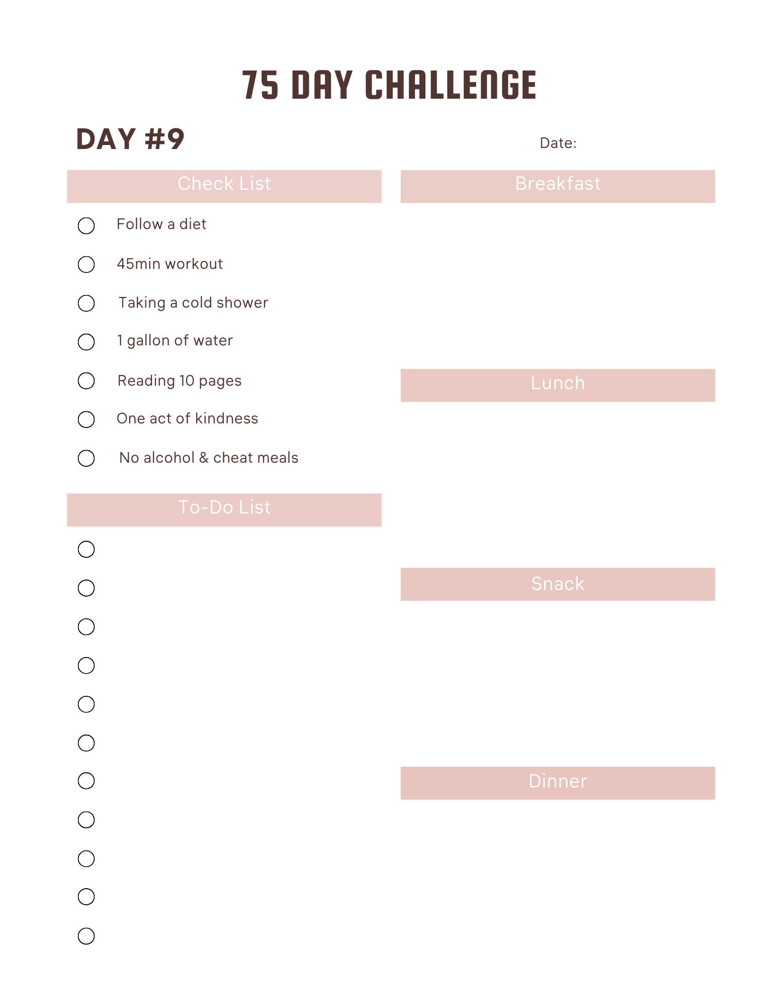75 Hard Challenge Printable Tracker Fitness Planner Habit Tracker - Etsy