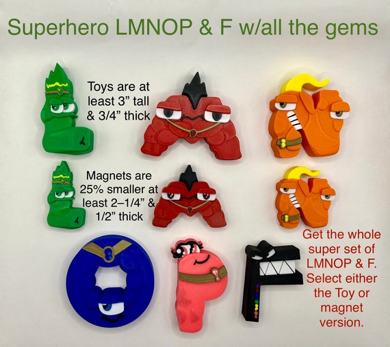 Toys Superheroes LMNOP & F With All the Gems Figures the 
