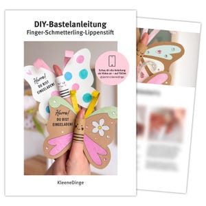 PDF-Anleitung zur Schmetterlings-Einladung mit Brauselippenstift – Druckvorlage mit Schritt-für-Schritt-Erklärung zum Basteln