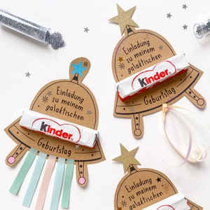 Ufo Kindereinladung - A4 PDF Druckvorlage, Einladungskarte Kindergeburtstage digital, Bastelvorlage, Geburtstagseinladung, Einladung Weltall