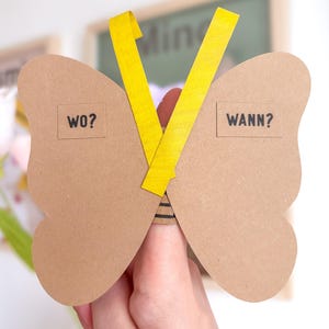 Rückseite der Einladung – Platz für Name, Datum, Uhrzeit und weitere Informationen zum Kindergeburtstag