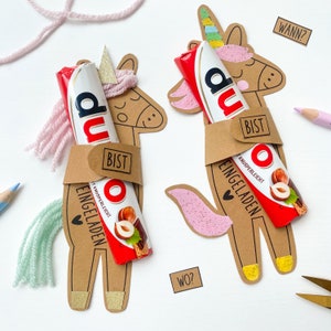 du Einhorn - A4 PDF Druckvorlage Einhorn, Kindergeburtstagseinladung, Bastelvorlage, Kindergeburtstag Einladung Einhorn, Einladungskarte