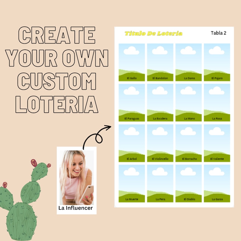 Custom Loteria Loteria Template *digital Download and Customizable Custom Loteria Loteria Template *digital Download and Customizable