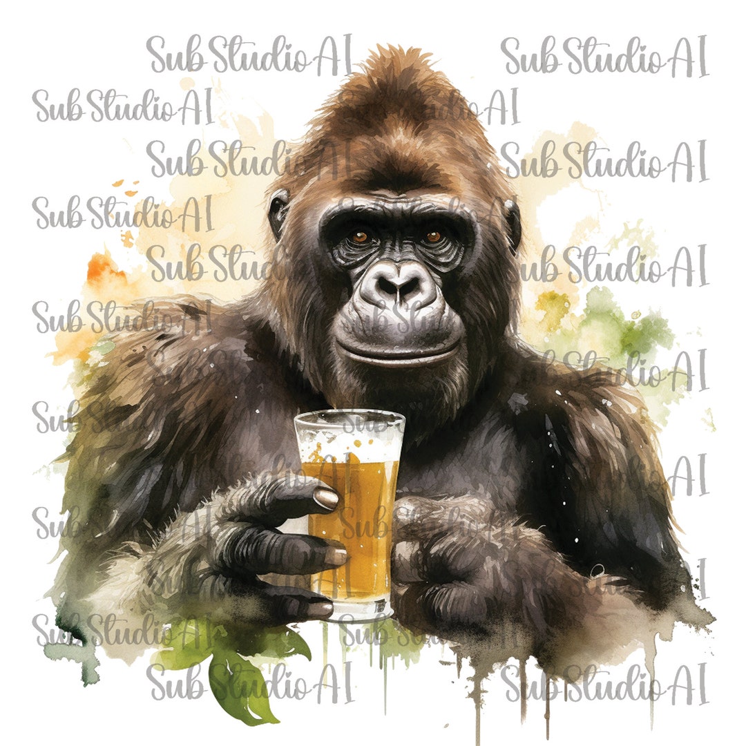 Gorillas Drinking Beer PNG Digital Download Sublimation Etsy