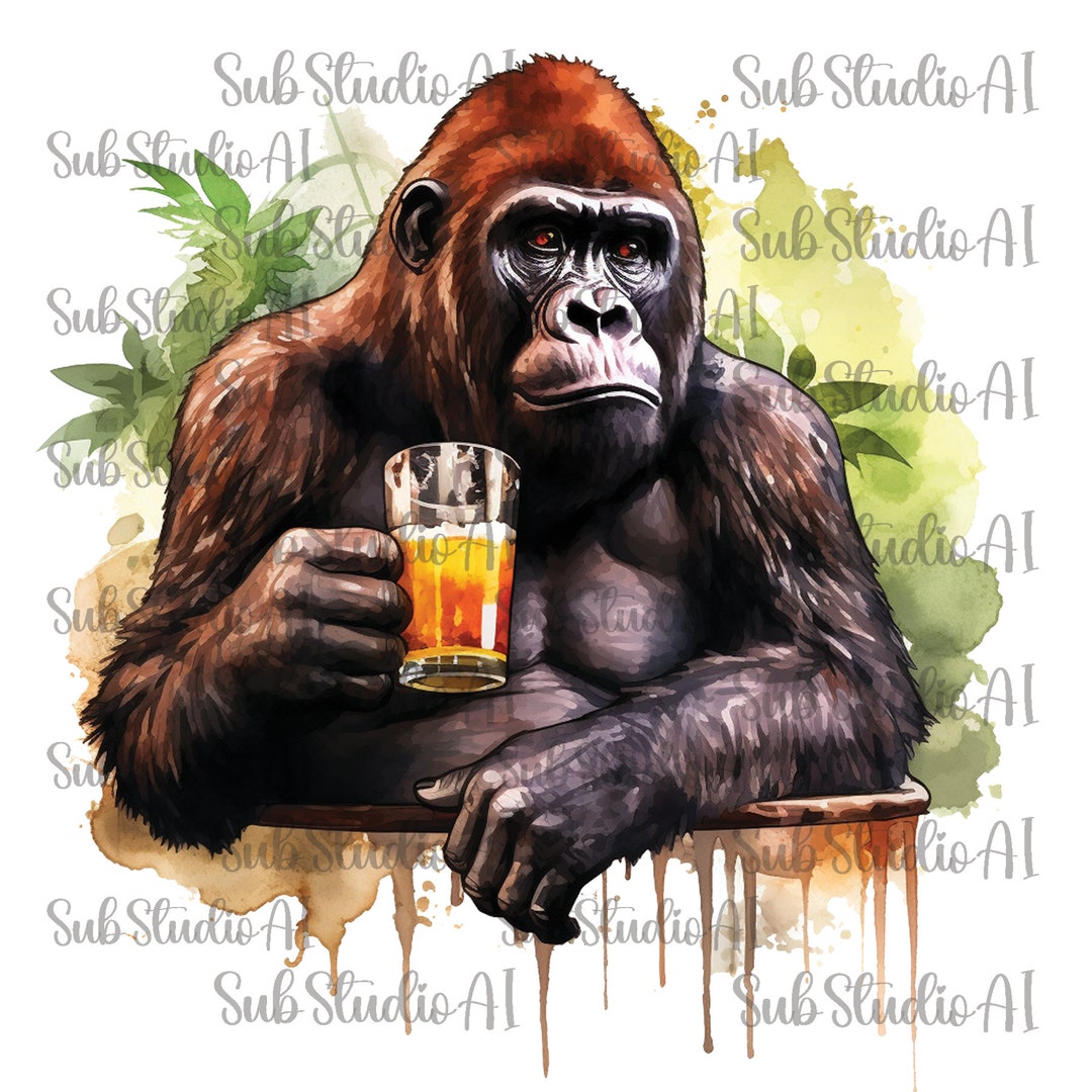 Gorillas Drinking Beer PNG Digital Download Sublimation Etsy