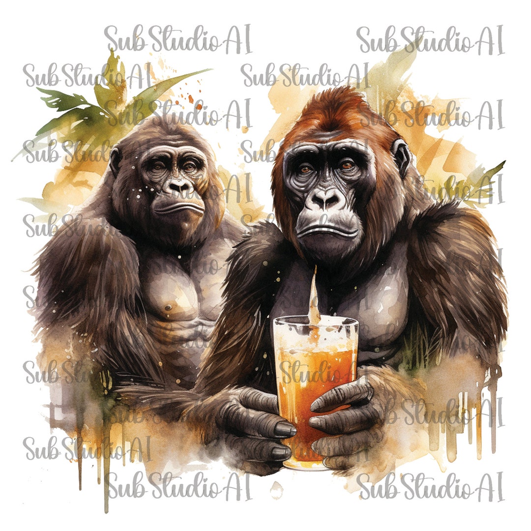 Gorillas Drinking Beer PNG Digital Download Sublimation Etsy
